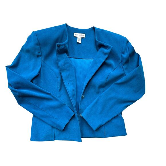 NWOT Amanda Smith Colbalt Blue Vintage Cropped Blazer Size 10 Retro 90s Style - Picture 6 of 8